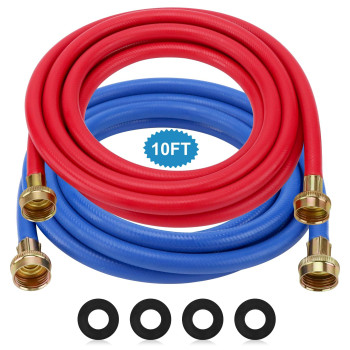 Washer Hose 10 Ft10Ft Rubber Washing Machine Hoses Washer And Dryer Hose 34 Connection Supply Lines For Hot And Cold Water Was