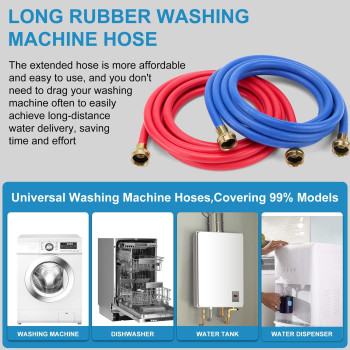 Washer Hose 10 Ft10Ft Rubber Washing Machine Hoses Washer And Dryer Hose 34 Connection Supply Lines For Hot And Cold Water Was