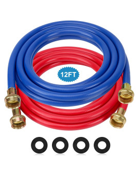 Washer Hose 12 Ft12Ft Rubber Washing Machine Hoses Washer And Dryer Hose 34 Connection Supply Lines For Hot And Cold Water Was