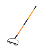 Vnimti Garden Rake For Gardening Heavy Duty Garden Rake For Lawns 14 Tines Bow Rake With Fiberglass Handle 58 Inches