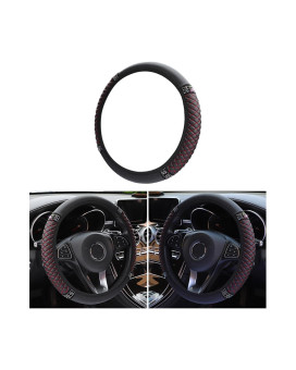 Osilly Bling Car Steering Wheel Cover 15 Inch Rhinestones Soft Leather Elastic Steering Wheel Protector Sparkly Crystal Diamon