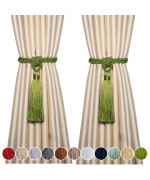 Fenghuangwu Curtain Tiebacks Tassel Tiebacks Rope Curtain Tie Backs Handmade Curtain Holdbacks Made From Polyestergreen 2Pack