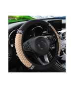 Osilly Bling Car Steering Wheel Cover 15 Inch Rhinestones Soft Leather Elastic Steering Wheel Protector Sparkly Crystal Diamon