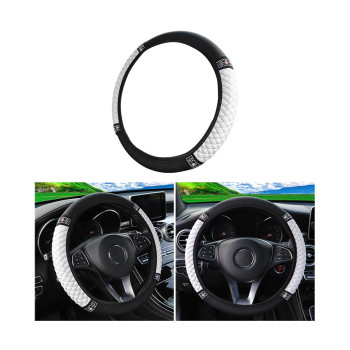 Osilly Bling Car Steering Wheel Cover 15 Inch Rhinestones Soft Leather Elastic Steering Wheel Protector Sparkly Crystal Diamon