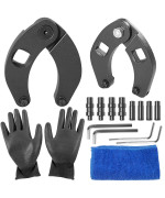 Camoo 1266 7463 Adjustable Gland Nut Wrench 2 Hydraulic Cylinder Spanner Wrench Set Includes Gloves Microfiber Towel Pins