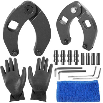 Camoo 1266 7463 Adjustable Gland Nut Wrench 2 Hydraulic Cylinder Spanner Wrench Set Includes Gloves Microfiber Towel Pins