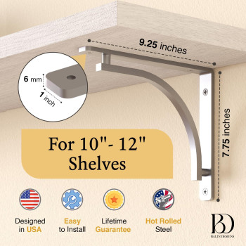 Classic Shelf Bracket Set By Balin Designs Chrome For 6 8 10 Mantel Shelves L Brackets Heavy Duty Decorative Metal