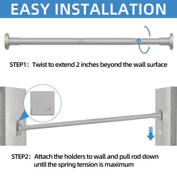 Corklatta Matte Silver Shower Curtain Rod 1 Inch Diameter Stainless Steel Adjustable Spring Tension Rods 32 To 92 With Holders