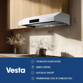 Vesta Top Selections Range Hood 30 Autoclean Stainless Steel 860 Cfm Under Cabinet Steam Auto Clean Touch Panel Premiu