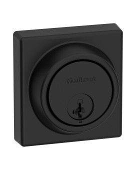 Kwikset 817 Deadbolt Lock Matte Black Square Exterior Keyed Front Entry Door Pick Resistant Smartkey Rekey Security Single Cy