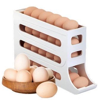 Houksouml Egg Dispenserautomatic Rolling Egg Tray Organizer Holds 28 Eggs Simultaneously Space Saving Refrigerator Egg Roller