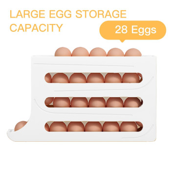 Houksouml Egg Dispenserautomatic Rolling Egg Tray Organizer Holds 28 Eggs Simultaneously Space Saving Refrigerator Egg Roller