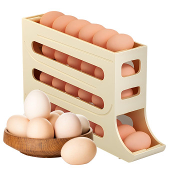 Houksouml Egg Dispenserautomatic Rolling Egg Tray Organizer Holds 28 Eggs Simultaneously Space Saving Refrigerator Egg Roller