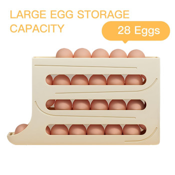 Houksouml Egg Dispenserautomatic Rolling Egg Tray Organizer Holds 28 Eggs Simultaneously Space Saving Refrigerator Egg Roller