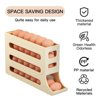 Houksouml Egg Dispenserautomatic Rolling Egg Tray Organizer Holds 28 Eggs Simultaneously Space Saving Refrigerator Egg Roller