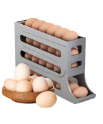 Houksouml Egg Dispenserautomatic Rolling Egg Tray Organizer Holds 28 Eggs Simultaneously Space Saving Refrigerator Egg Roller