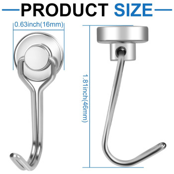 E Bavite Swivel Swing Silver Magnetic Hooks 30Lbs Powerful Strong Neodymium Rare Earth Magnetic Hooks Perfect For Refrigerator