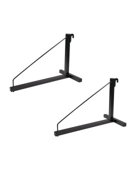 Mytee Products 2 Pack 1 Tier Shipping Container Shelving Bracket With Hooks 16X18 550 Lbs Wll Black Powder Coated Steel