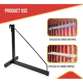 Mytee Products 2 Pack 1 Tier Shipping Container Shelving Bracket With Hooks 16X18 550 Lbs Wll Black Powder Coated Steel