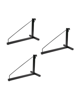 Mytee Products 3 Pack 1 Tier Shipping Container Shelving Bracket With Hooks 16X18 550 Lbs Wll Black Powder Coated Steel