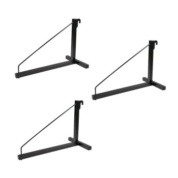 Mytee Products 3 Pack 1 Tier Shipping Container Shelving Bracket With Hooks 16X18 550 Lbs Wll Black Powder Coated Steel