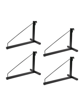 Mytee Products 4 Pack 1 Tier Shipping Container Shelving Bracket With Hooks 16X18 550 Lbs Wll Black Powder Coated Steel