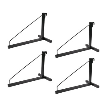 Mytee Products 4 Pack 1 Tier Shipping Container Shelving Bracket With Hooks 16X18 550 Lbs Wll Black Powder Coated Steel