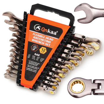 Qnkaa 12Pcs Flexible Ratchet Wrenches Set Sae 14 To 78 Inch Standard Spanners Gear Ring Ratcheting Combination Flexhead Wr