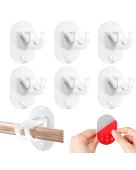 6 Pcs No Drill Curtain Rod Brackets Curtain Rods No Drilling Curtain Rod Bracket Self Adhesive Curtain Rod Holder Curtain Rods