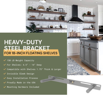 Floating Shelf Bracket 2 Pack 18 Hidden Shelf Brackets 150 Lb Weight Capacity Supports Wall Mounted Floating Shelves Of An