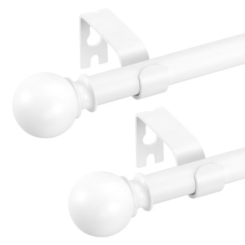 2 Pack White Curtain Rods 18 To 60 Inches062 Feet 58 Inch Splicing Drapery Rods Small Curtain Rods Set Size 1860 Whit