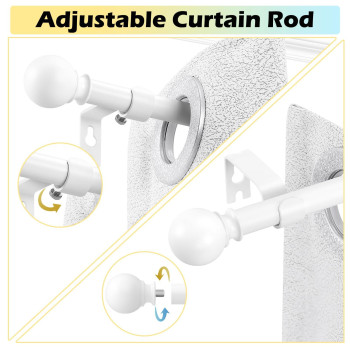 2 Pack White Curtain Rods 18 To 60 Inches062 Feet 58 Inch Splicing Drapery Rods Small Curtain Rods Set Size 1860 Whit