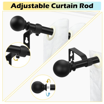 2 Pack Black Curtain Rods 36 To 72 Inches36 Feet 58 Inch Splicing Drapery Rods Small Curtain Rods Set Size 3672 Matte