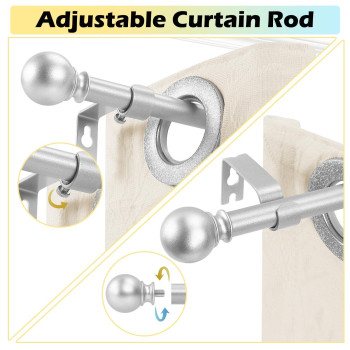 2 Pack Silver Curtain Rods 36 To 72 Inches1224 Feett 58 Inch Splicing Drapery Rods Small Curtain Rods Set Size 3672