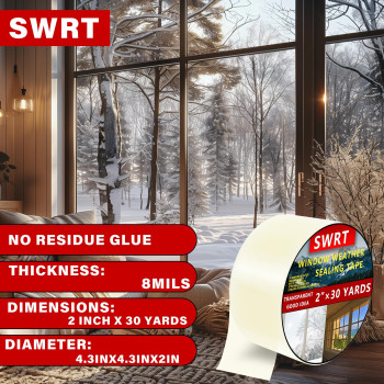 Swrt 2 X30Yd90Ft Transparent Door And Window Weather Stripping Tape Window Insulation For Winter Preventing Cold Air Loss I