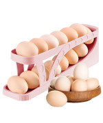 Haiaoxonr Egg Dispenserautomatic Rolling Egg Tray Organizer Holds 15 Eggs Simultaneously Space Saving Refrigerator Egg Roller