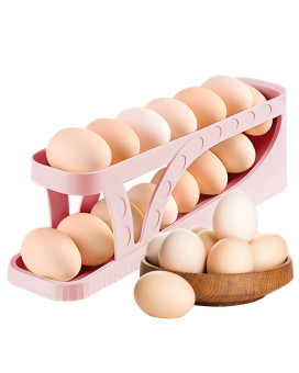 Haiaoxonr Egg Dispenserautomatic Rolling Egg Tray Organizer Holds 15 Eggs Simultaneously Space Saving Refrigerator Egg Roller