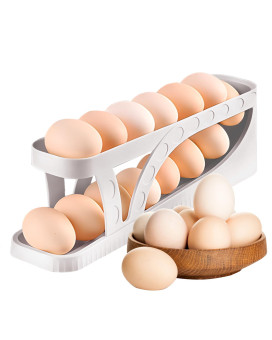 Haiaoxonr Egg Dispenserautomatic Rolling Egg Tray Organizer Holds 15 Eggs Simultaneously Space Saving Refrigerator Egg Roller