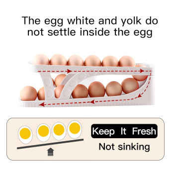 Haiaoxonr Egg Dispenserautomatic Rolling Egg Tray Organizer Holds 15 Eggs Simultaneously Space Saving Refrigerator Egg Roller