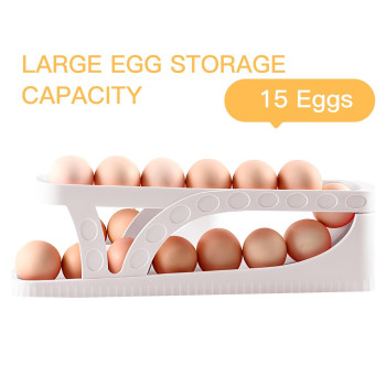 Haiaoxonr Egg Dispenserautomatic Rolling Egg Tray Organizer Holds 15 Eggs Simultaneously Space Saving Refrigerator Egg Roller