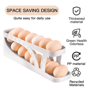 Haiaoxonr Egg Dispenserautomatic Rolling Egg Tray Organizer Holds 15 Eggs Simultaneously Space Saving Refrigerator Egg Roller