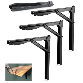 Wallmaster 24Inch Folding Shelf Brackets Garage Heavy Duty Steel Max Load 500Lb Floating Wall Mounted Collapsible Shelf Bracket