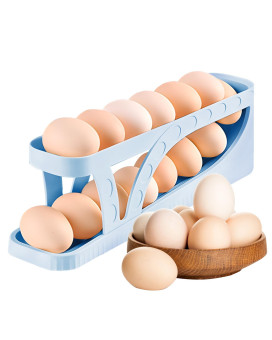 Haiaoxonr Egg Dispenserautomatic Rolling Egg Tray Organizer Holds 15 Eggs Simultaneously Space Saving Refrigerator Egg Roller