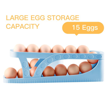 Haiaoxonr Egg Dispenserautomatic Rolling Egg Tray Organizer Holds 15 Eggs Simultaneously Space Saving Refrigerator Egg Roller