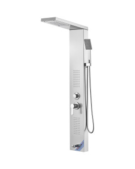 Vevor Shower Panel System 5 Shower Modes Led Shower Panel Tower Rainfall Waterfall 2 Body Massage Jets Tub Spout Handheld