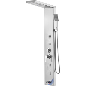 Vevor Shower Panel System 5 Shower Modes Led Shower Panel Tower Rainfall Waterfall 2 Body Massage Jets Tub Spout Handheld