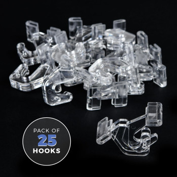 Glossyend Pack Of 25 Crystal Clear Hinged Polycarbonate Ceiling Hooks For Dropceiling Tbars Holds Up To 15 Lbs 1 W X 1