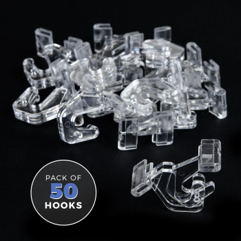 Glossyend Pack Of 50 Crystal Clear Hinged Polycarbonate Ceiling Hooks For Dropceiling Tbars Holds Up To 15 Lbs 1 W X 1