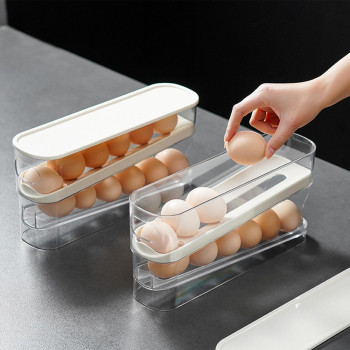 Dingerjar Egg Holder For Fridge Auto Rolling Fridge Egg Organizer Space Saving Eggs Dispenser For Refrigerator Storager