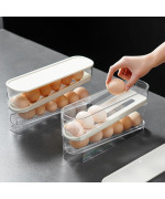 Dingerjar Egg Holder For Fridge Automatic Rolling Egg Container For Refrigerator Space Saving Eggs Dispenser For Refrigerator